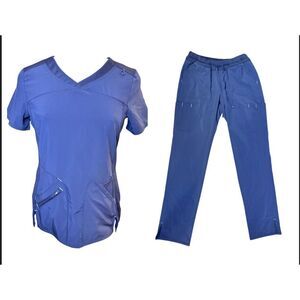 ScrubStar Medical Scrubs 2 Piece Set Blue Clinical Drawstring